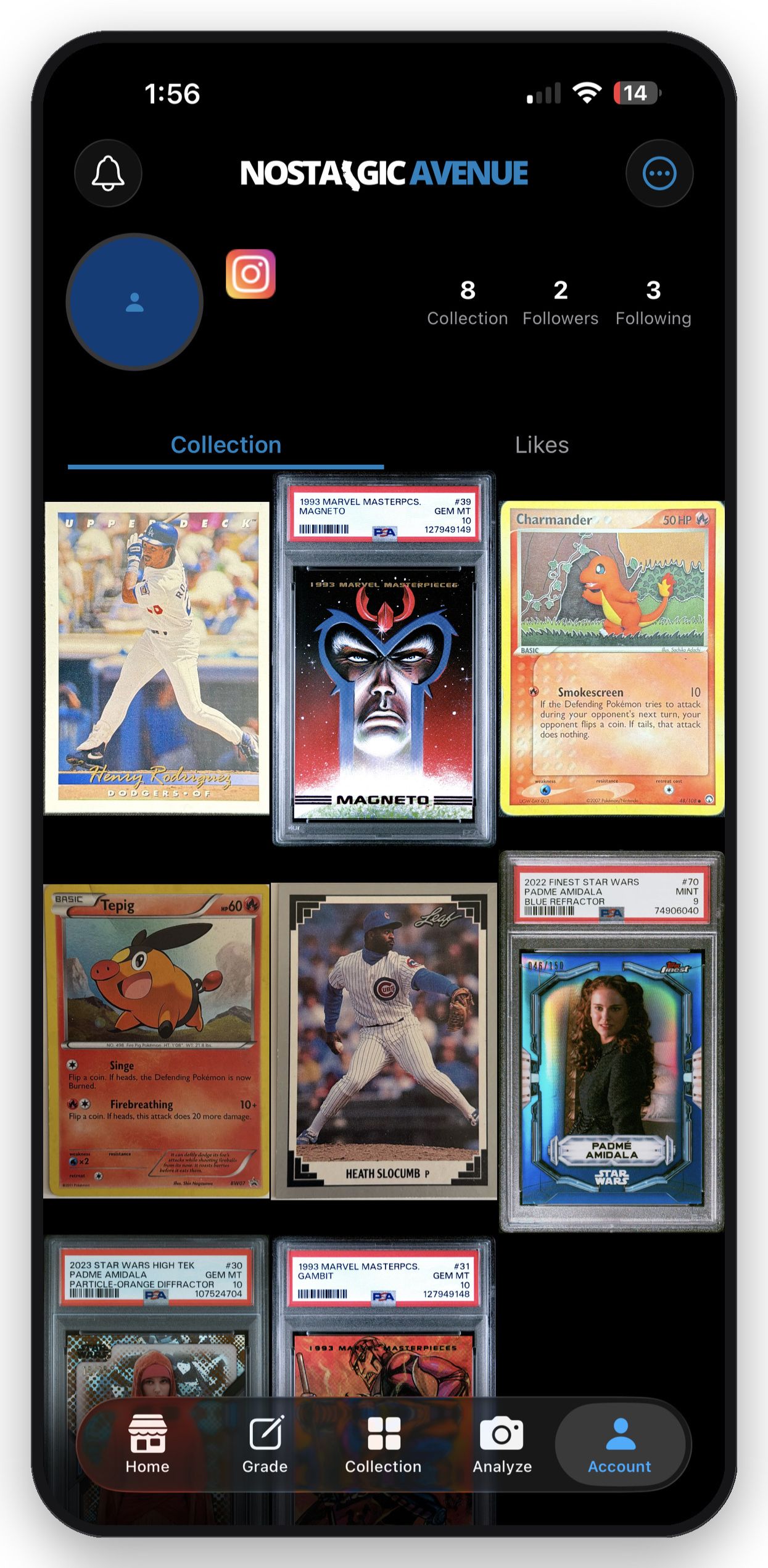 Nostalgic Avenue app — account and collection