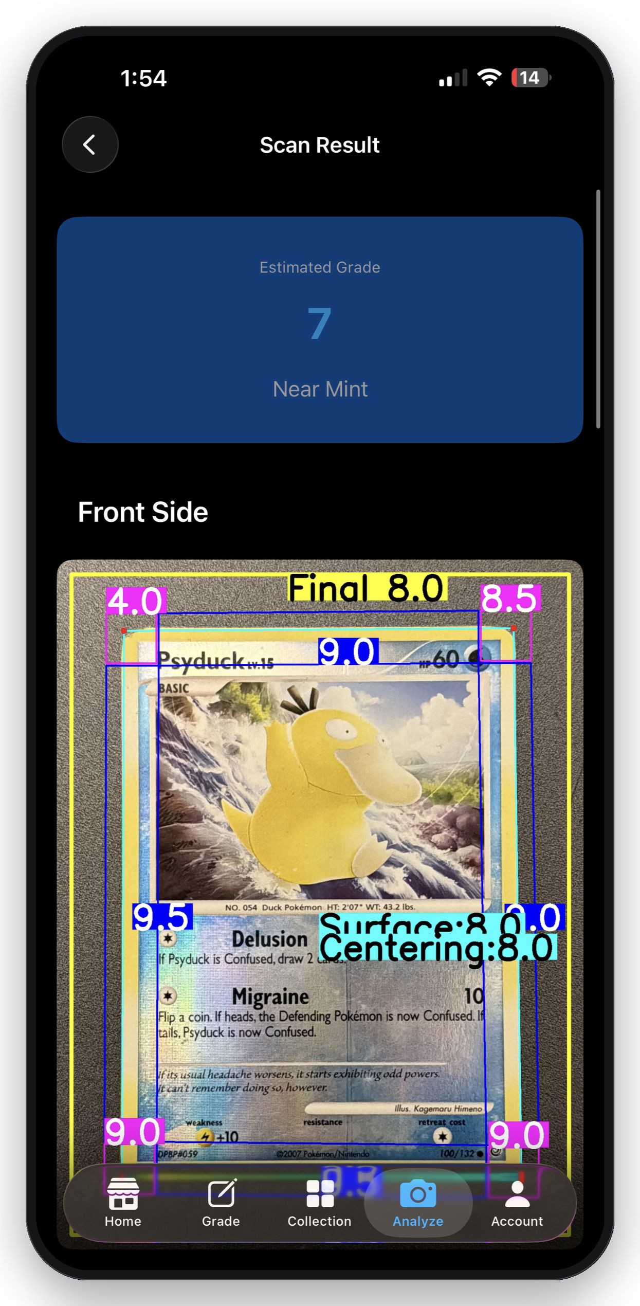 Nostalgic Avenue app — scan result